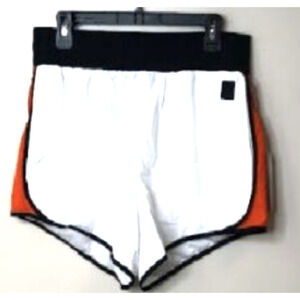 DKNY Sport Colorblocked White Orange High-Waist Workout Running Shorts XS